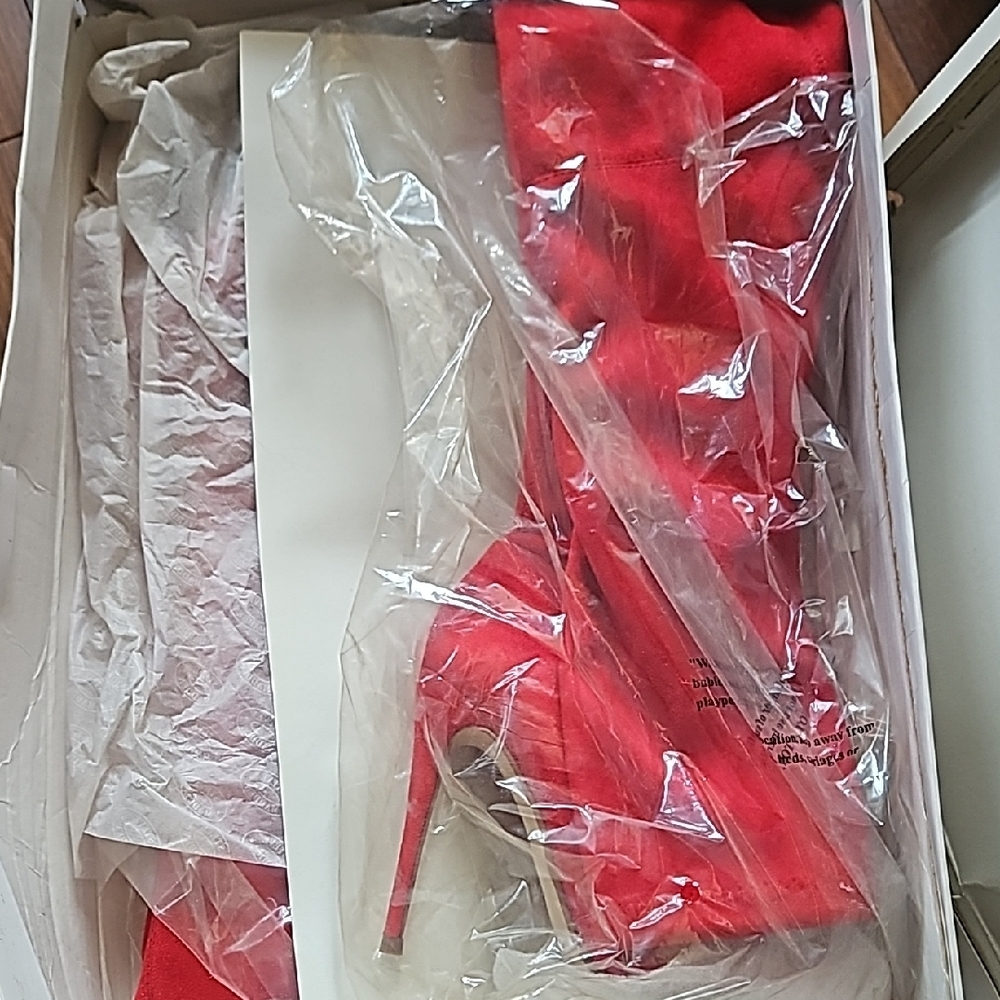Steve Madden Vibrant Red Suede Over-the-Knee Boots - Picture 4 of 5